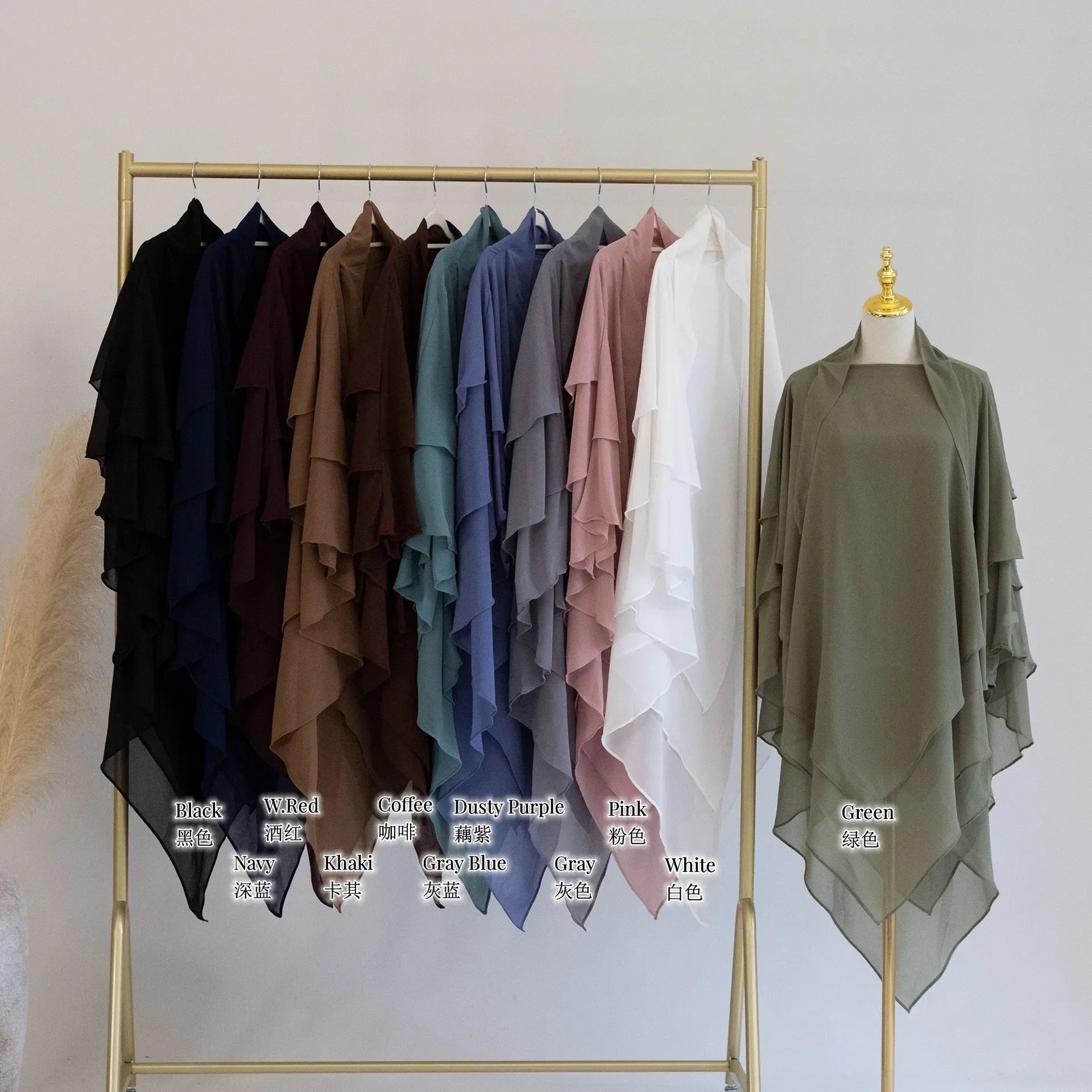 Long Khimar Women Muslim Hijab Prayer Eid 3 Layers Chiffon 2025 Hijabs Headscarf Shawl Veil Long Three-Layer Djellaba Niqab