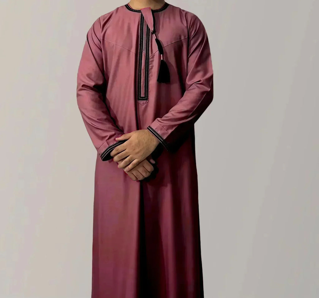 Muslim Men Long Sleeve Pullover Abaya Daffah Jubba Thobe Kaftan Prayer Robe Casual Islam Clothing for Pakistan Saudi Arabia Afghanistan