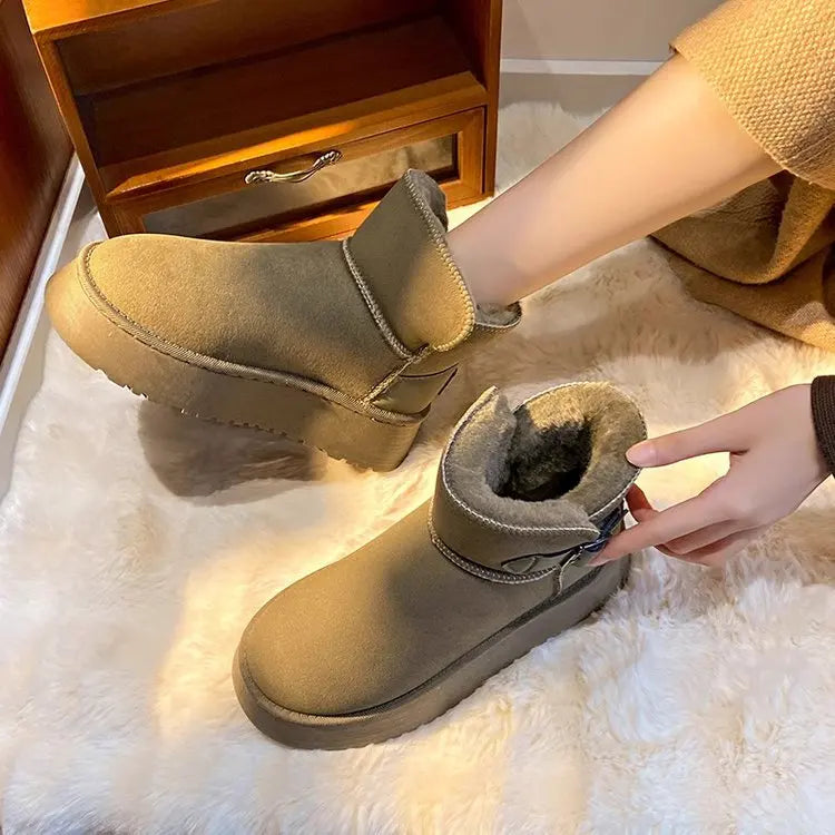 Retro Snow Boots Women Winter Women Shoes 2025 New Style Fleece-Lined Cotton Shoes With Thick Soles