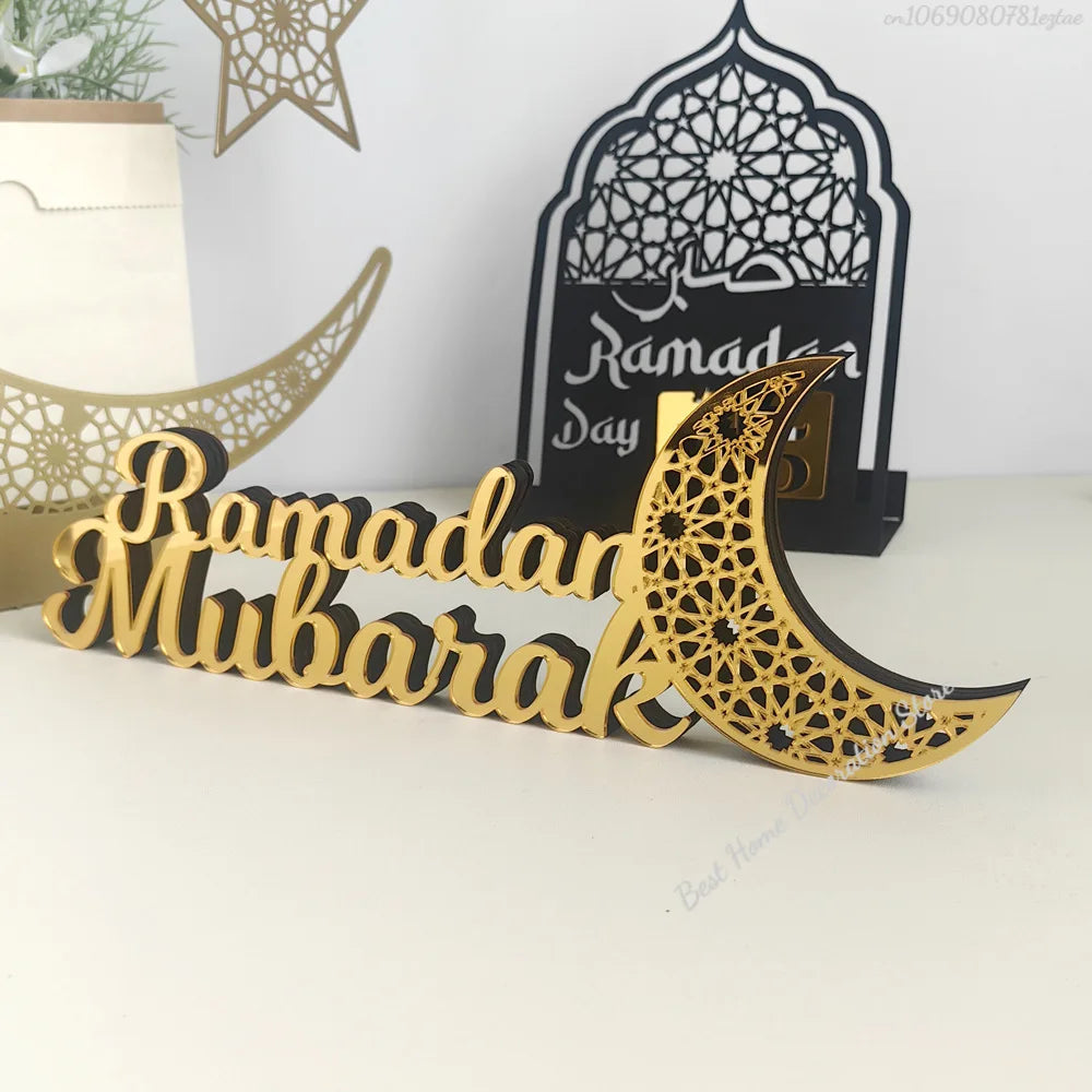 Ramadan Bismillah Acrylic Wooden Ornament Eid Mubarak Home Decoration Islamic Muslim Party Supplies Alhamdulillah Mashallah 2025