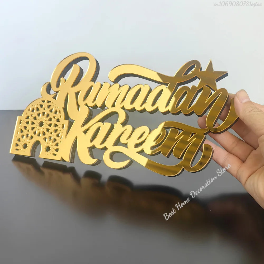 Ramadan Bismillah Acrylic Wooden Ornament Eid Mubarak Home Decoration Islamic Muslim Party Supplies Alhamdulillah Mashallah 2025