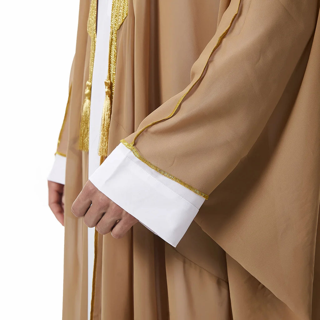 Muslim Robes for Men Long Sleeves Ethnic Black White Middle Eastern Africa Style Home Party Wear Cozy Thobe Male Clothing