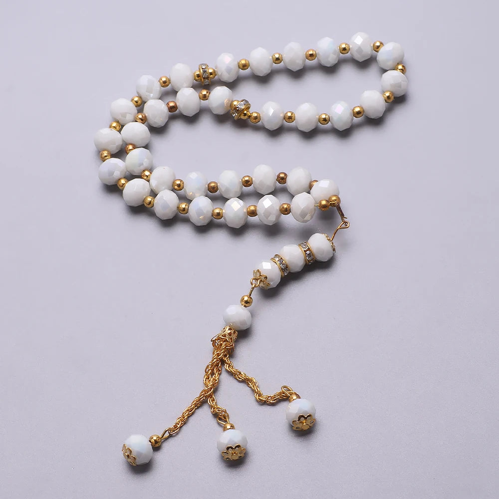 10mm 33pcs Crystal Glass Round Beads Turkish Style Muslim Rosary Islamic Prayer Bead Bracelet For Women Jewelry Accessories Gift