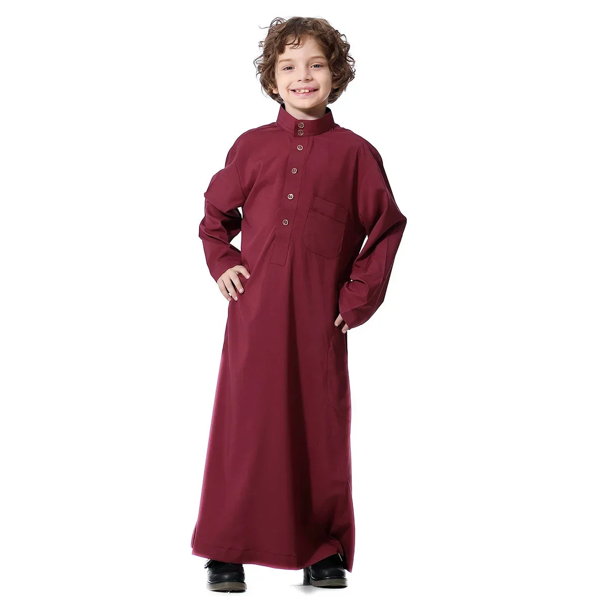 Muslim Saudi Arab Boys Robe Kids Abaya Kaftan Prayer Islam Ramadan Clothing Long Sleeve Thobe Middle East Teenage Dress Dubai