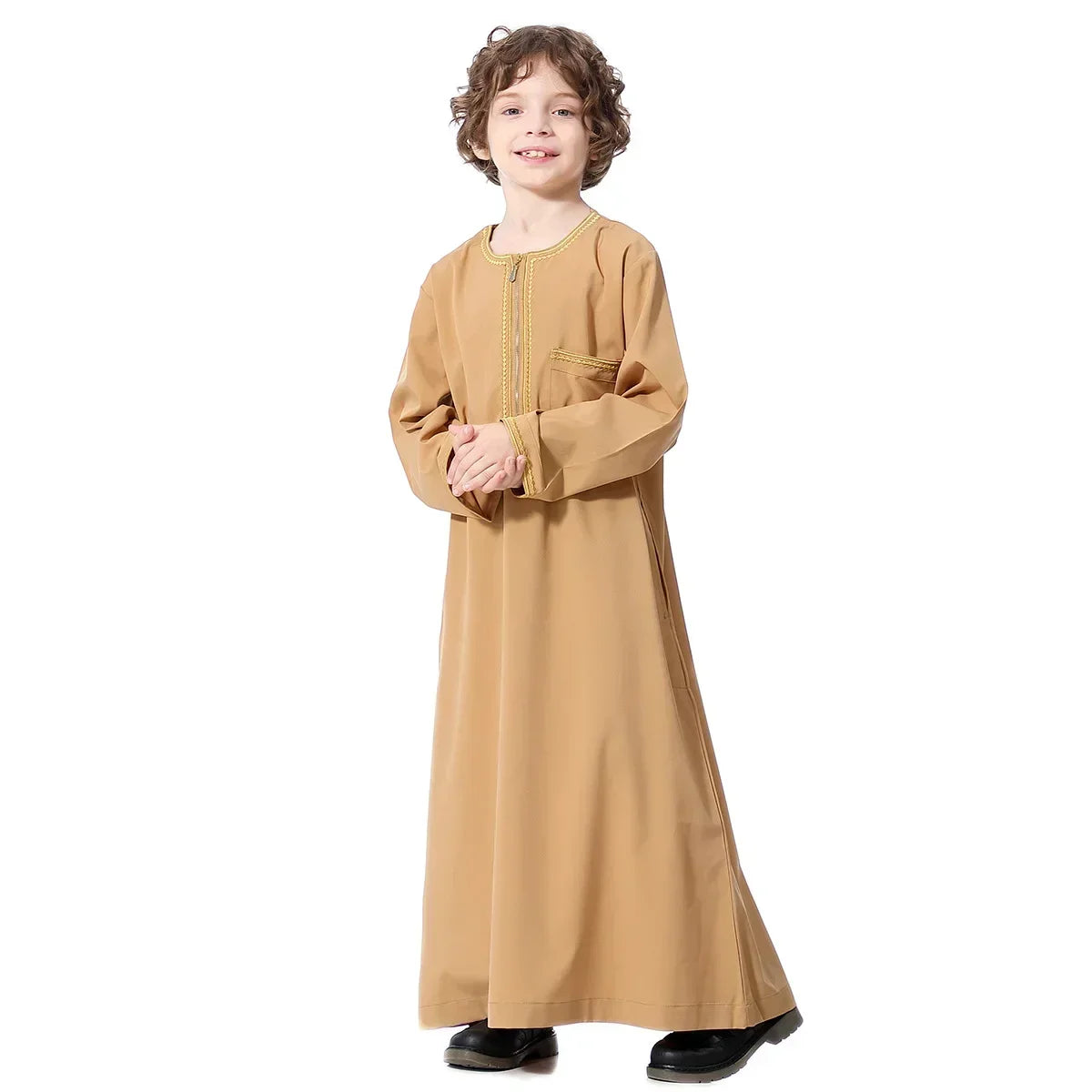 Muslim Saudi Arab Boys Robe Kids Abaya Kaftan Prayer Islam Ramadan Clothing Long Sleeve Thobe Middle East Teenage Dress Dubai