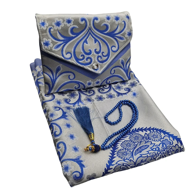 3pcs/set Muslim Prayer Mat Set Middle East Prayer Rug Prayer Beads Travel Worship Blanket Set Ramadan Gifts Islamic Sejadah