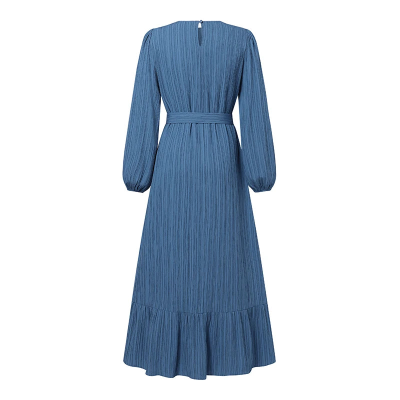 Fashion Long Sleeve Muslim Dress Abaya Women Elegant Party Dresses Ramadan IsIamic Robe Spring Belted Vestido 2026