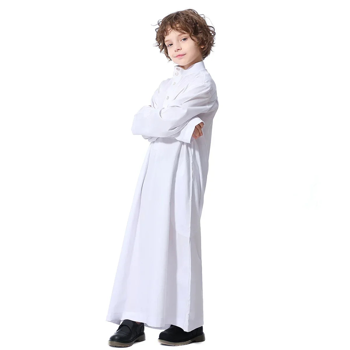 Muslim Saudi Arab Boys Robe Kids Abaya Kaftan Prayer Islam Ramadan Clothing Long Sleeve Thobe Middle East Teenage Dress Dubai