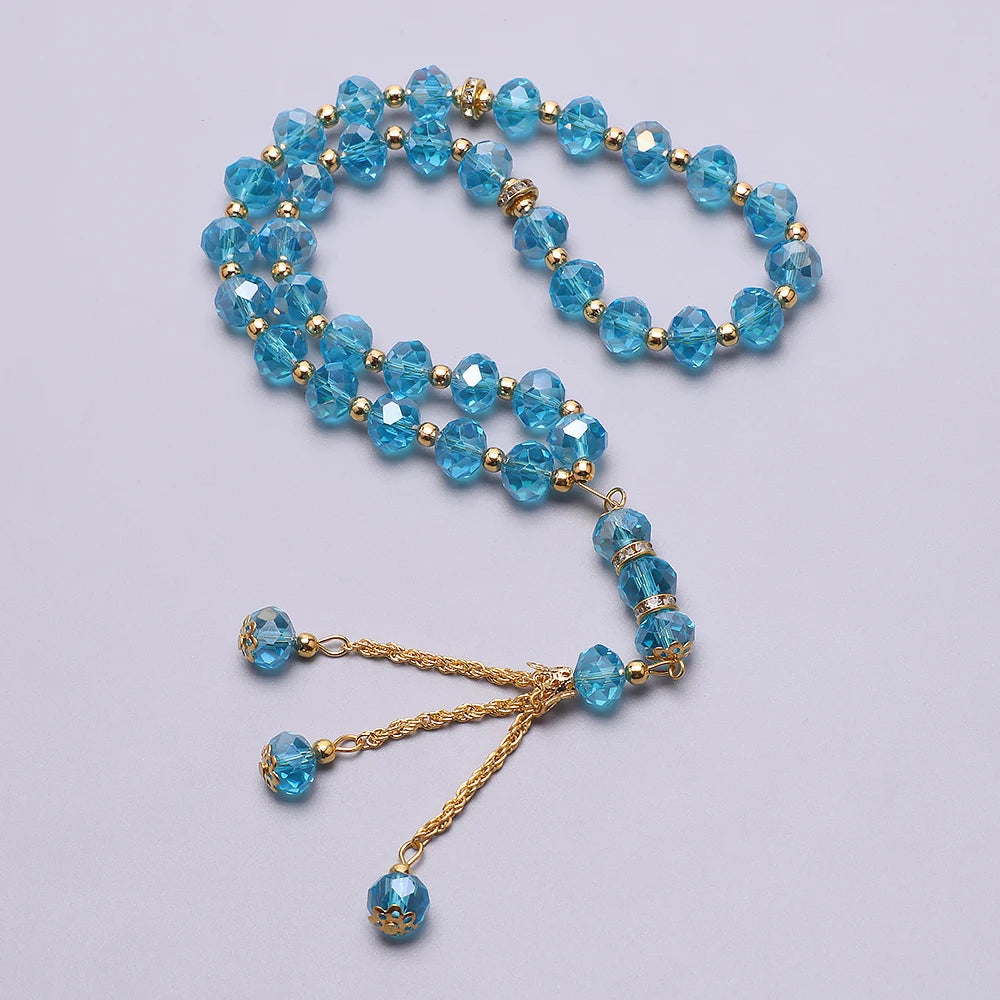 10mm 33pcs Crystal Glass Round Beads Turkish Style Muslim Rosary Islamic Prayer Bead Bracelet For Women Jewelry Accessories Gift