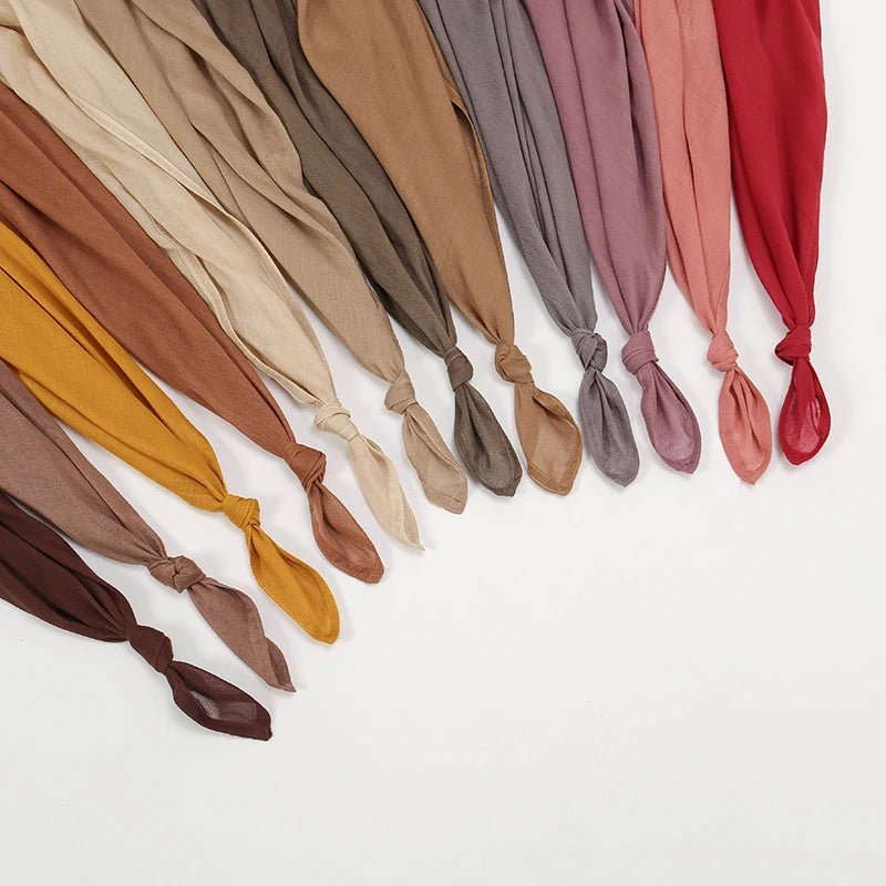 Rayon Viscose Muslim Woman Hijab Cotton Plain Musulman Scarves Solid Islamic Shawls and Wraps Soft Women's Turban Headband Veil