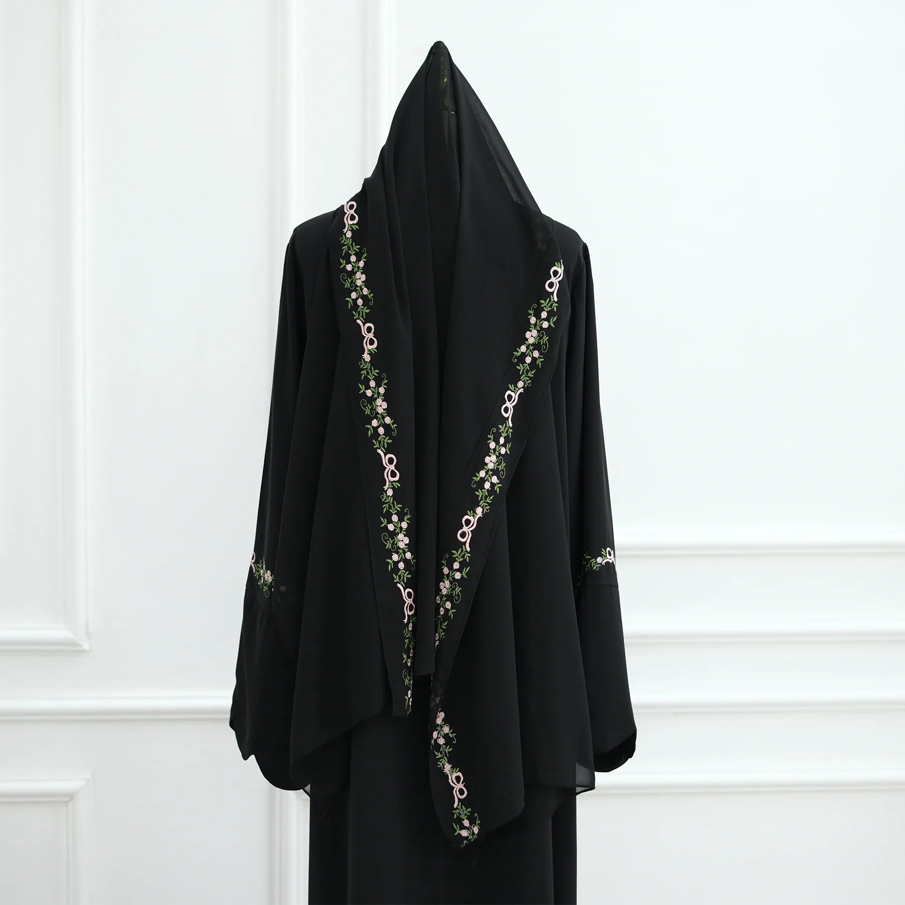 Embroidery Open Abaya and Hijab 2 Piece Set Muslim Dress Abayas for Women Dubai Luxury Islamic Clothing Kaftan Robe Ramadan Eid