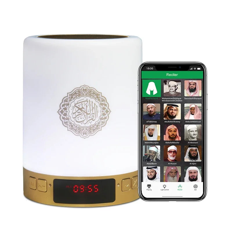 AZAN Islamic Quran Speaker Night light mp3 APP control Coran Player Quran lamp with 16G memory card veilleuse coranique
