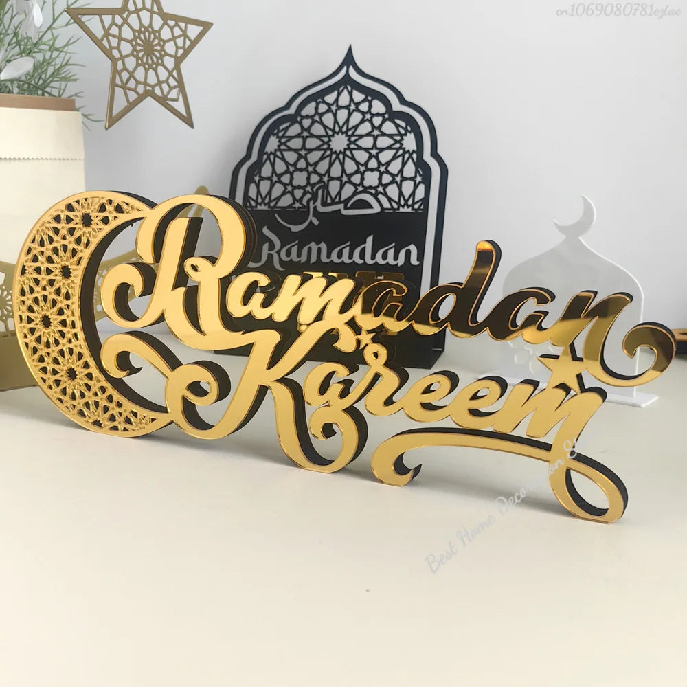Ramadan Bismillah Acrylic Wooden Ornament Eid Mubarak Home Decoration Islamic Muslim Party Supplies Alhamdulillah Mashallah 2025
