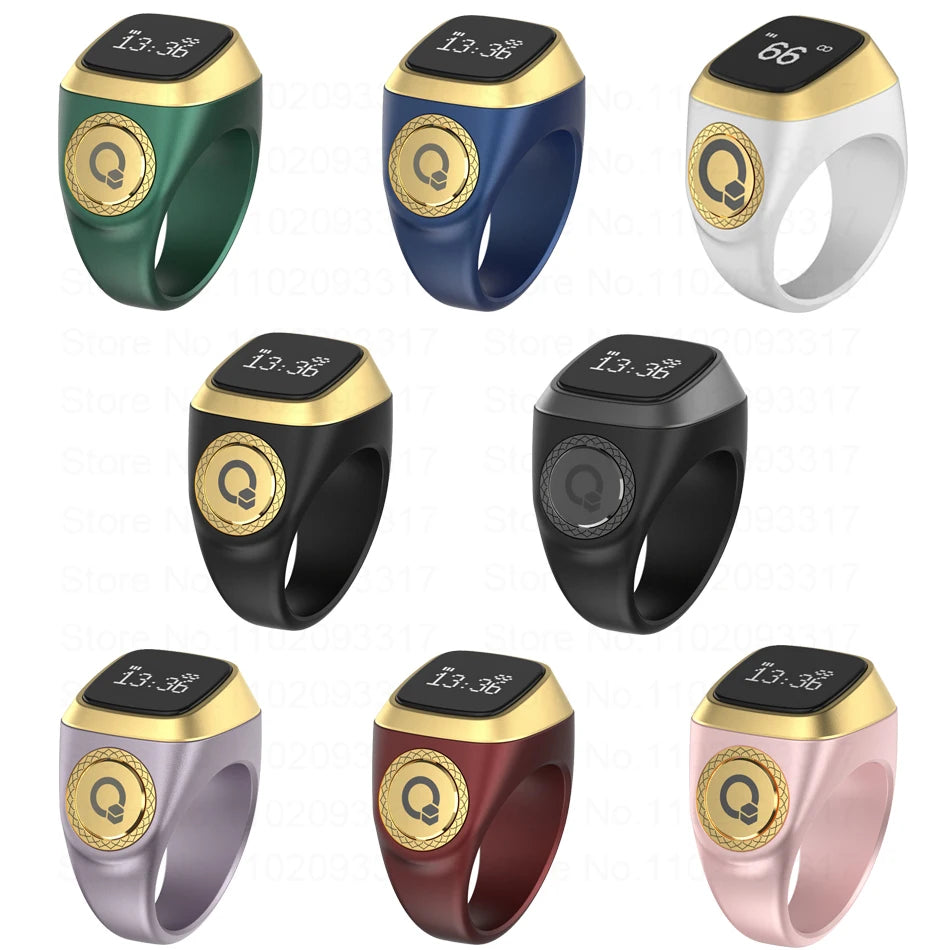 IQibla Smart Zikr Ring Praise Tasbih Tally Electronic Digital Counter for Muslims Prayer Time Vibration Reminder Waterproof