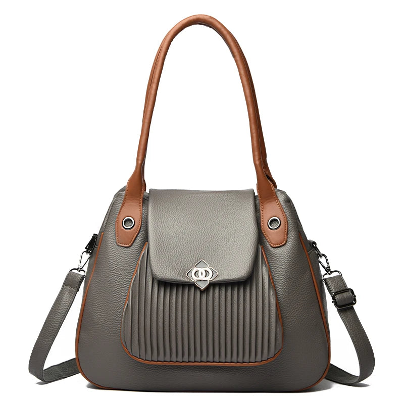 Genuine Brand Top Quality PU Leather Bags for Women Designer Top-Handle Bags Ladies Casual Tote Shoulder Crossbody Bag 2 Layers