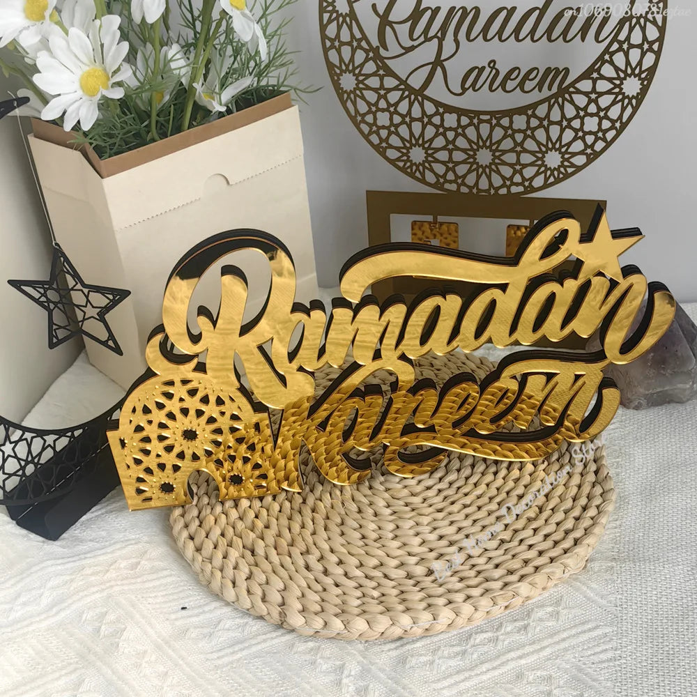Ramadan Bismillah Acrylic Wooden Ornament Eid Mubarak Home Decoration Islamic Muslim Party Supplies Alhamdulillah Mashallah 2025