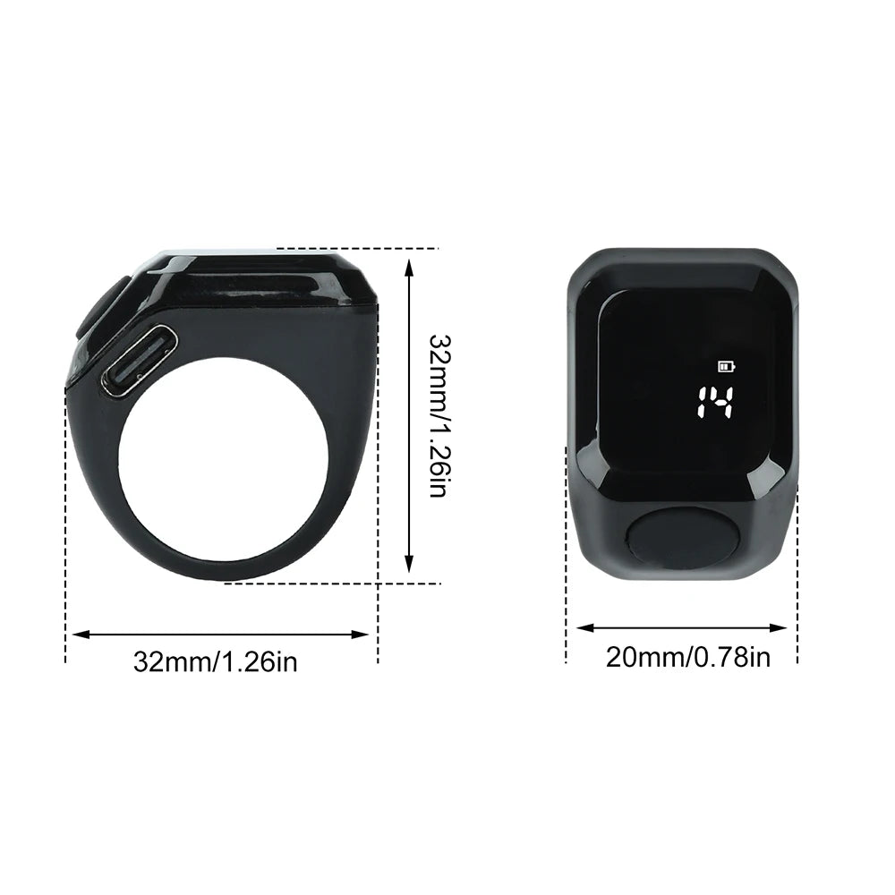Smart Ring Counter Bluetooth APP Control OLED Display Silent Touch Type-C Rechargeable Muslims Zikr Ring Prayer Finger Counter