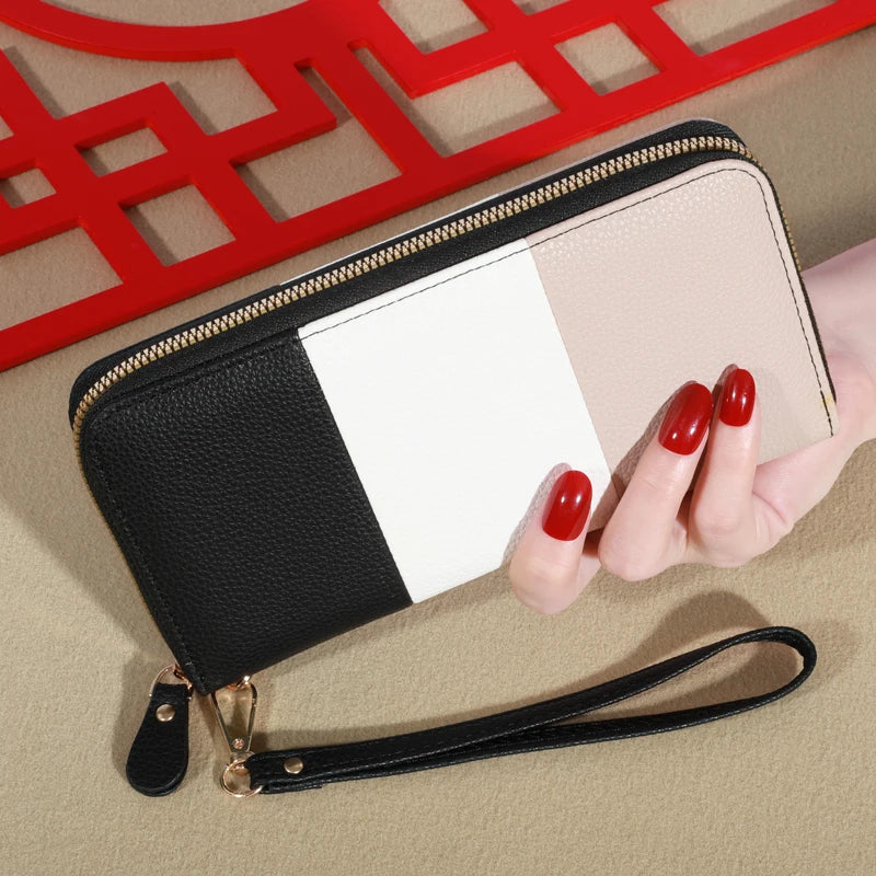 Women's Wallet RFID Blocking Multi Credit Card High Capacity Zipper Clutch Travel Bag Wrist Guard