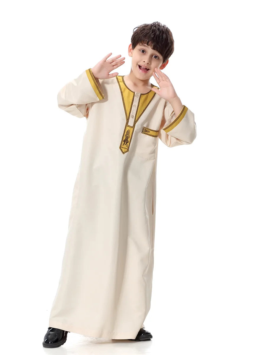 Eid Muslim Kids Abaya Jubba Thobe Dress Kimono Boy Thobe Thawb Caftan for Children Ramadan Long Robes Dress Dubai Arab 2026