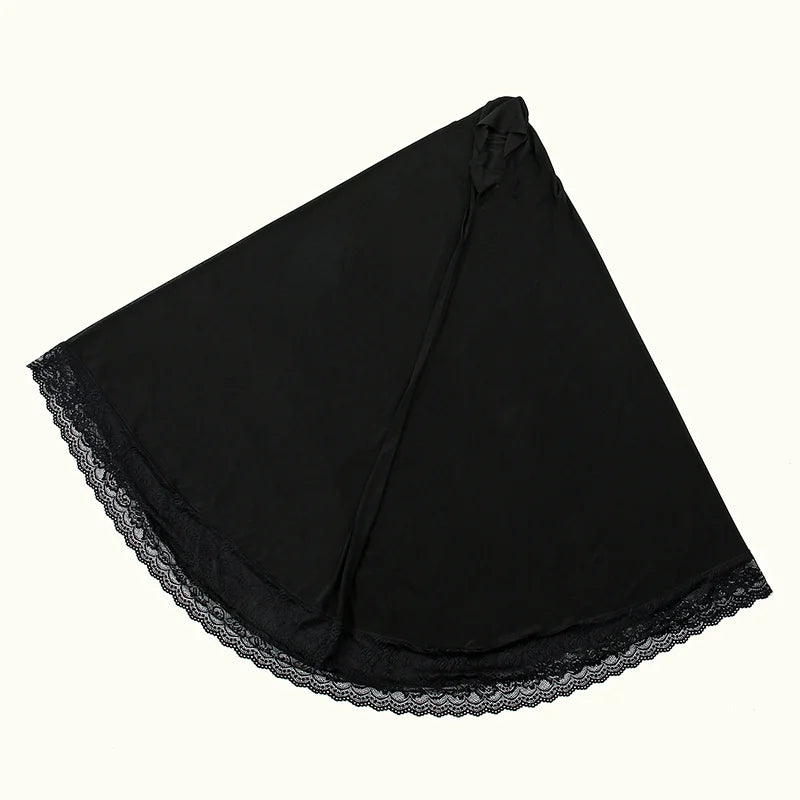 Muslim Abayas Full Cover Lace Edge Women Black Clothing Solid Color Instant Hijab Soft Premuim Cotton Hemp Ramadan Prayer Dress