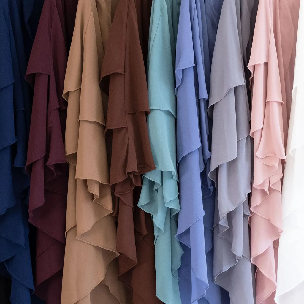 Long Khimar Women Muslim Hijab Prayer Eid 3 Layers Chiffon 2025 Hijabs Headscarf Shawl Veil Long Three-Layer Djellaba Niqab