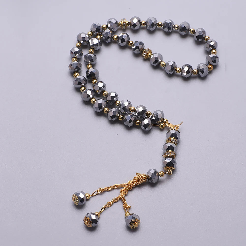 10mm 33pcs Crystal Glass Round Beads Turkish Style Muslim Rosary Islamic Prayer Bead Bracelet For Women Jewelry Accessories Gift
