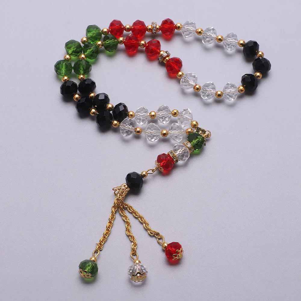 10mm 33pcs Crystal Glass Round Beads Turkish Style Muslim Rosary Islamic Prayer Bead Bracelet For Women Jewelry Accessories Gift