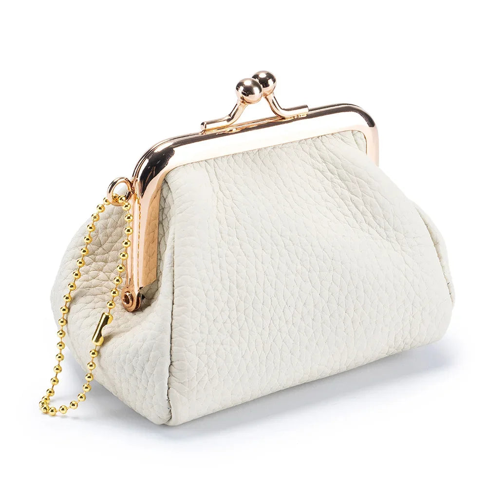 Genuine Leather Mini Vintage Coin Purses Brand Kiss Lock Design Change Purse New Cute Coin Purse Coins Organizer Pouch for Women