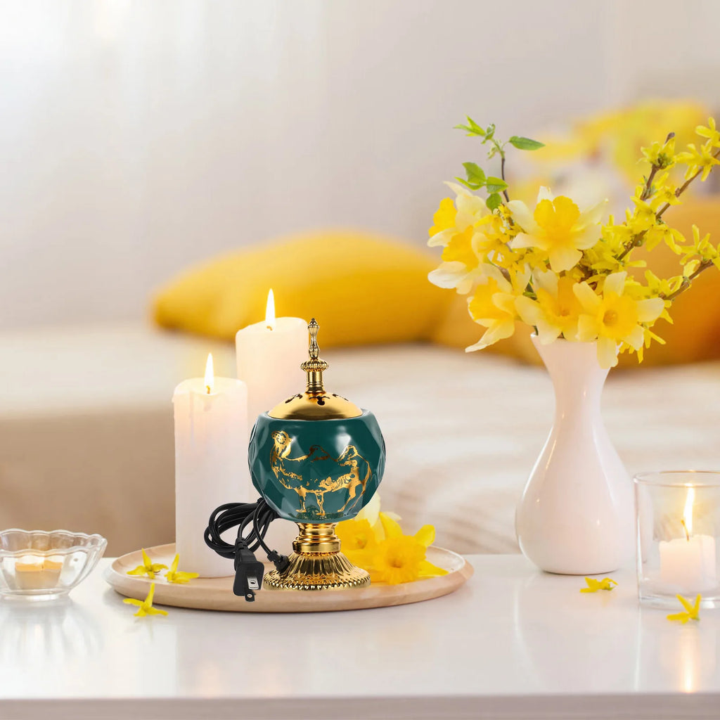 Electric Incense Burner 110V Us Plug Arabic Aroma Stove Retro Design Decorative Desk Centerpiece Aromatherapy Burner