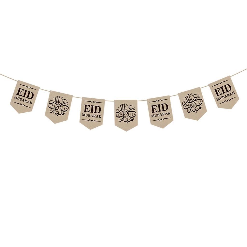 Eid Mubarak Banner with Sheep Ornaments, Islamic Wall Hanging Decor for Eid al-Fitr & Adha, Ramadan Kareem Home Party Decor Gift