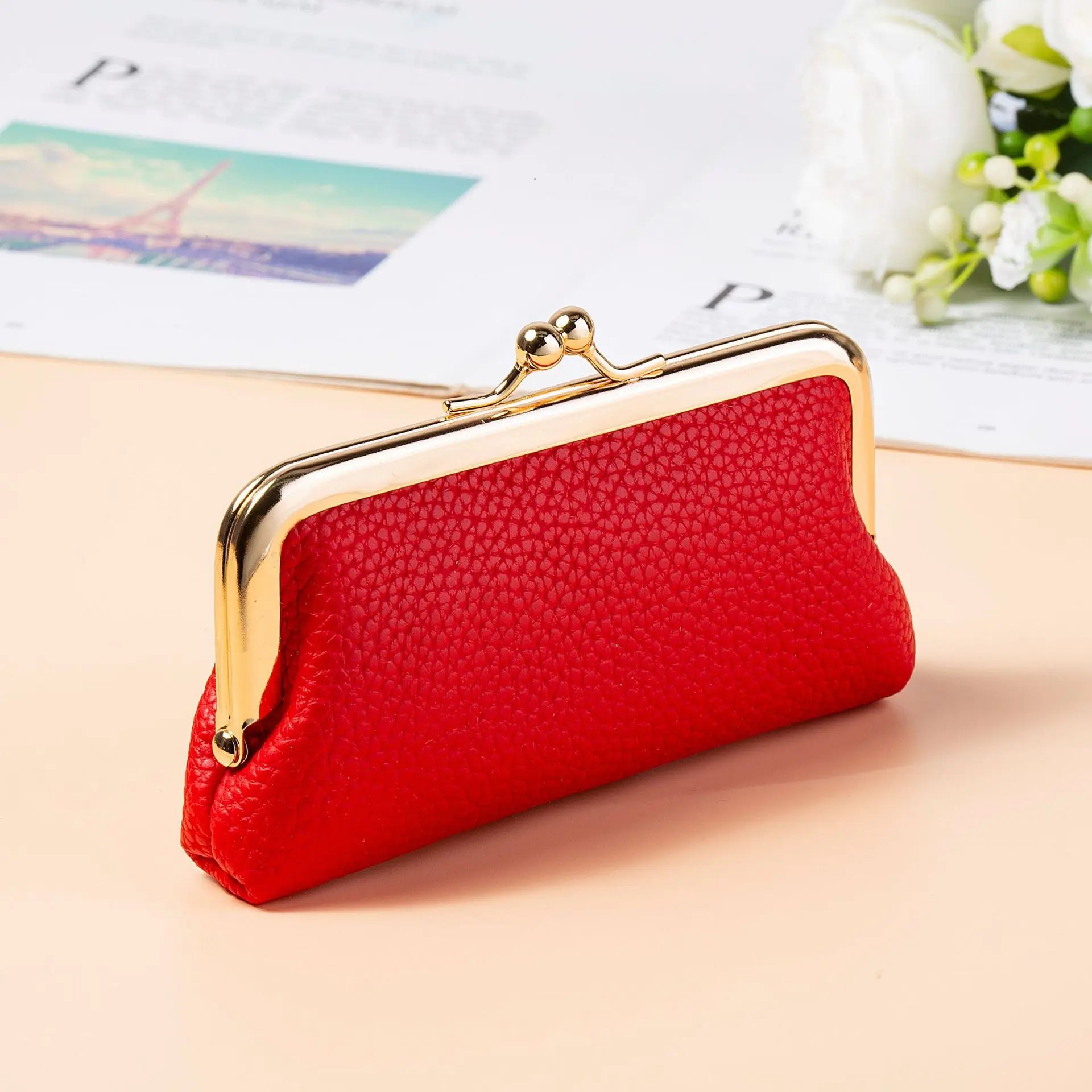 Mini Fashion Lipstick Wallet Women's PU Coin Purse Storage Bag Compact Portable Urban Simple Style Daily Use Lightweight