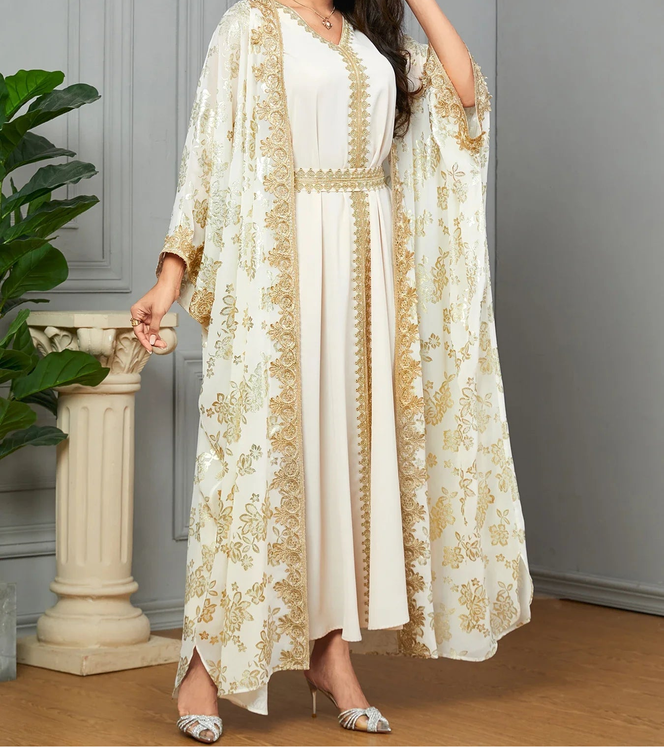 Dress for Women Abaya with Inner Dress 2 Piece Set Jalabiya bayas Robe Caftan Vestidos Largo