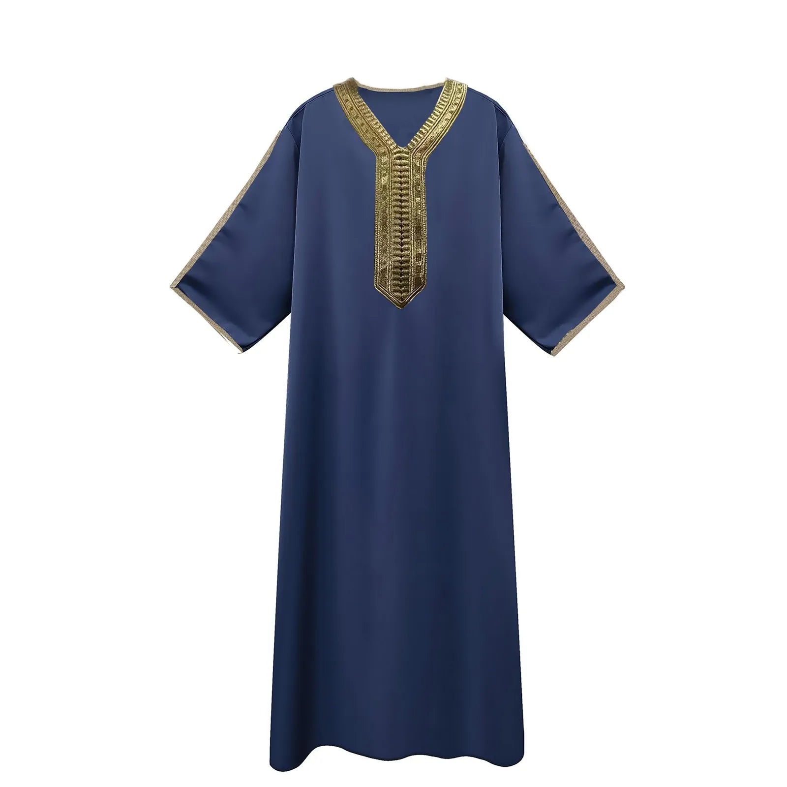 Men's Long Sleeve Muslim Robe Arab Middle Eastern Style Embroidered Loose Fit Casual Prayer Shirt for Spring And Summer