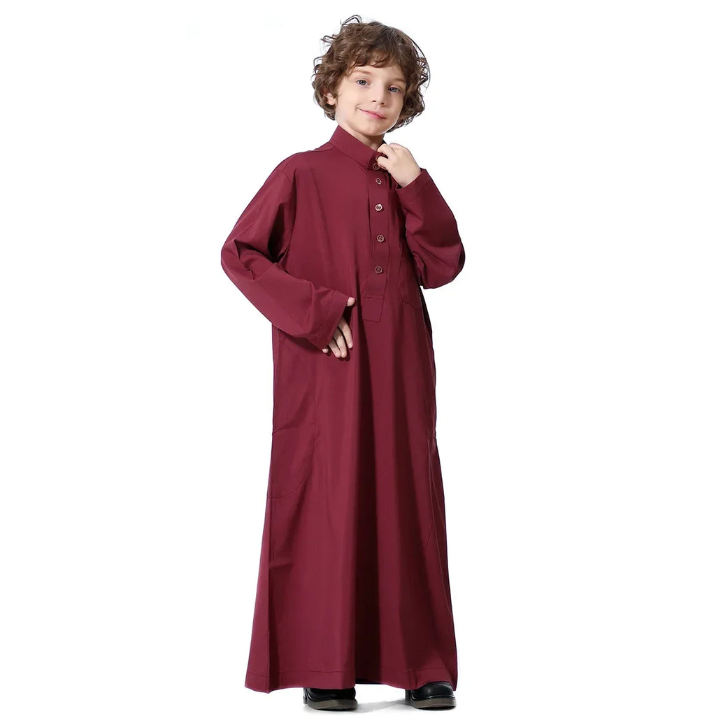 Muslim Saudi Arab Boys Robe Kids Abaya Kaftan Prayer Islam Ramadan Clothing Long Sleeve Thobe Middle East Teenage Dress Dubai