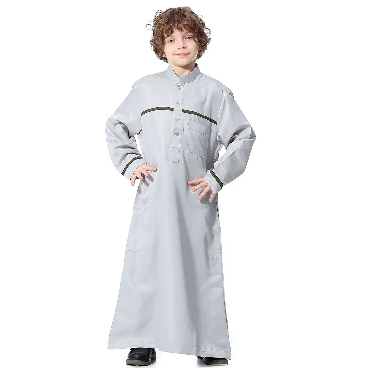 Muslim Saudi Arab Boys Robe Kids Abaya Kaftan Prayer Islam Ramadan Clothing Long Sleeve Thobe Middle East Teenage Dress Dubai