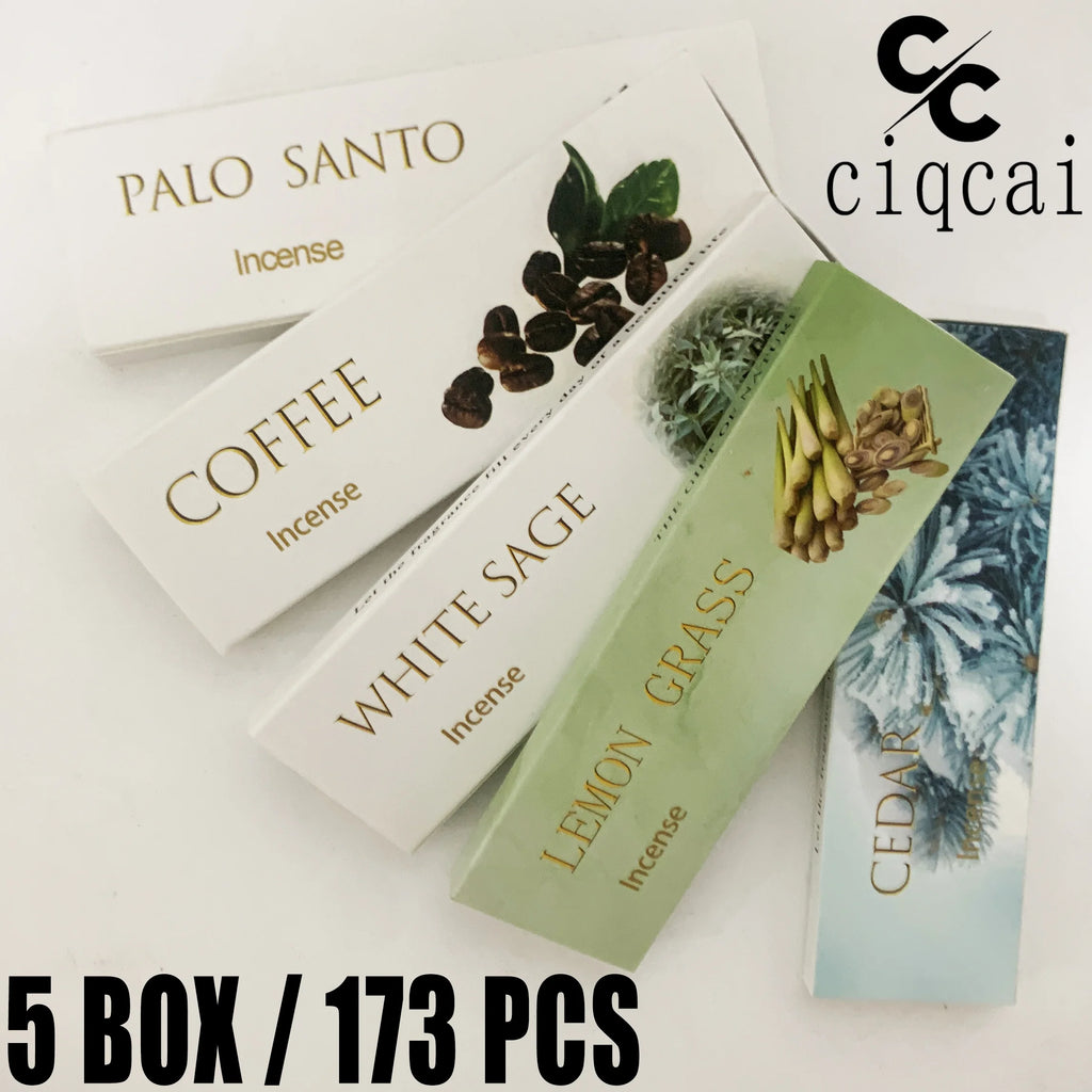 High-Quality, Handmade, Thick Incense Sticks, 12cm / 4.72inch Natural Incense Sticks, 35 Sticks/Box, Composed of Five Flavors Including Lemongrass, Peruvian Sacred Wood, Coffee, Cedar, White Sage, Etc., Rich an
