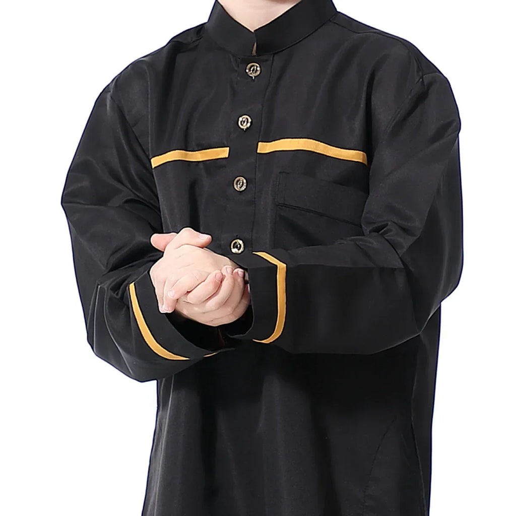 Muslim Saudi Arab Boys Robe Kids Abaya Kaftan Prayer Islam Ramadan Clothing Long Sleeve Thobe Middle East Teenage Dress Dubai