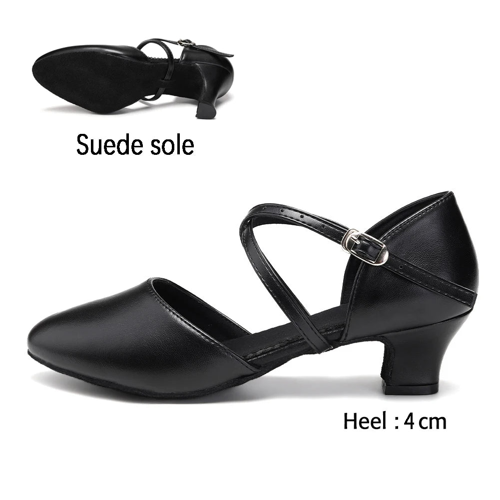 Women Dance Shoes Latin Party Tango Jazz Elegant Dancing Shoes Lace-up Suede Sole Closed Toe Microfiber Leather 7 Colors