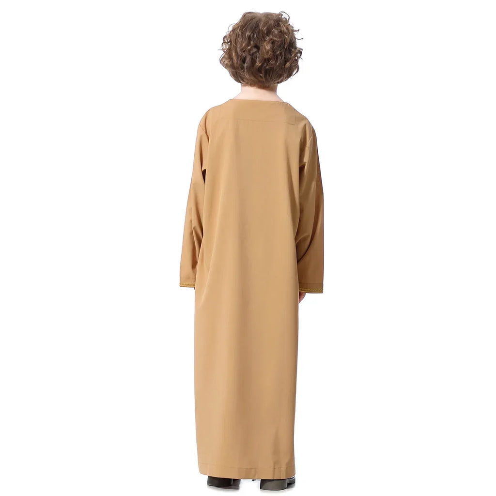 Muslim Saudi Arab Boys Robe Kids Abaya Kaftan Prayer Islam Ramadan Clothing Long Sleeve Thobe Middle East Teenage Dress Dubai