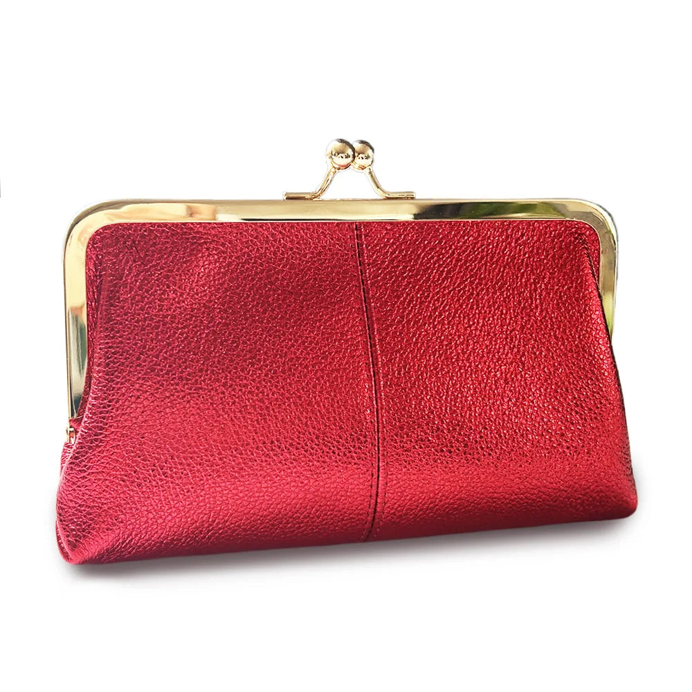 Genuine Leather Long Clutch Wallet Clip Bags Vintage Coin Purse Card Holder Key Lipstick Handbag Phone Pouch Case For Women