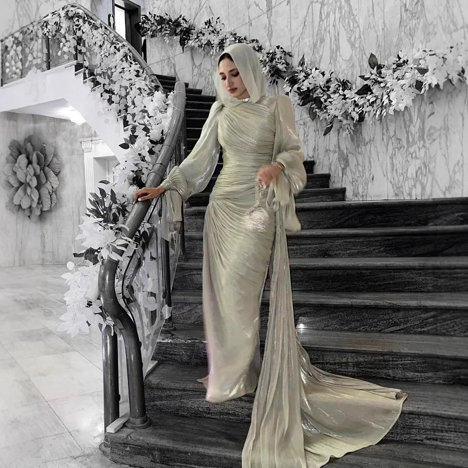 Eid Silky Muslim Women Party Dreses Jalabiya Ramadan Abaya Dubai Evening Long Dresses Vestidos Largos Arab Robe Morocco Kaftan