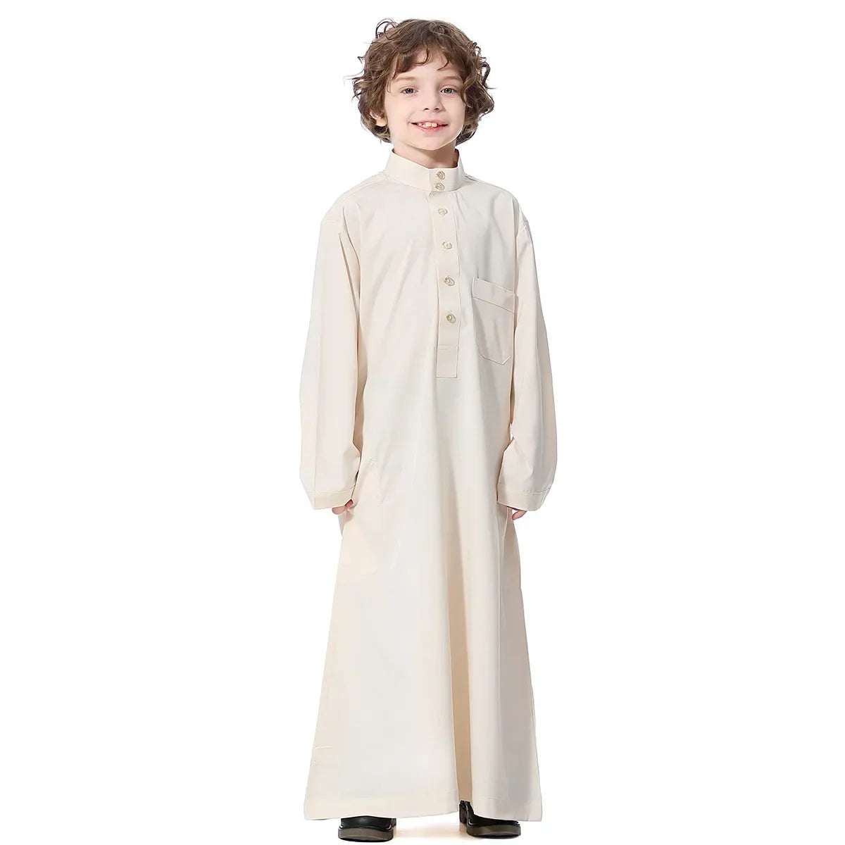 Muslim Saudi Arab Boys Robe Kids Abaya Kaftan Prayer Islam Ramadan Clothing Long Sleeve Thobe Middle East Teenage Dress Dubai
