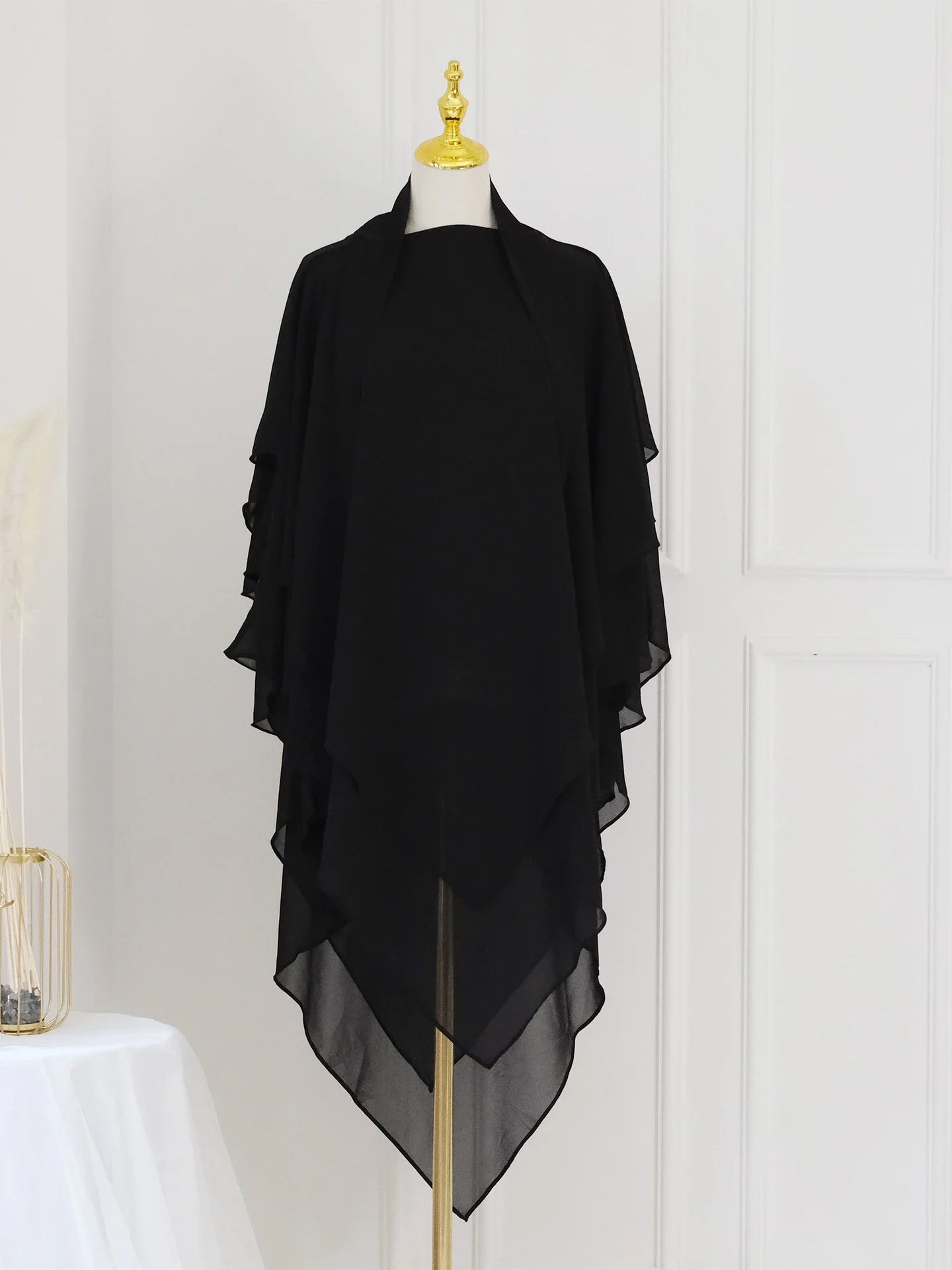 Long Khimar Women Muslim Hijab Prayer Eid 3 Layers Chiffon 2025 Hijabs Headscarf Shawl Veil Long Three-Layer Djellaba Niqab