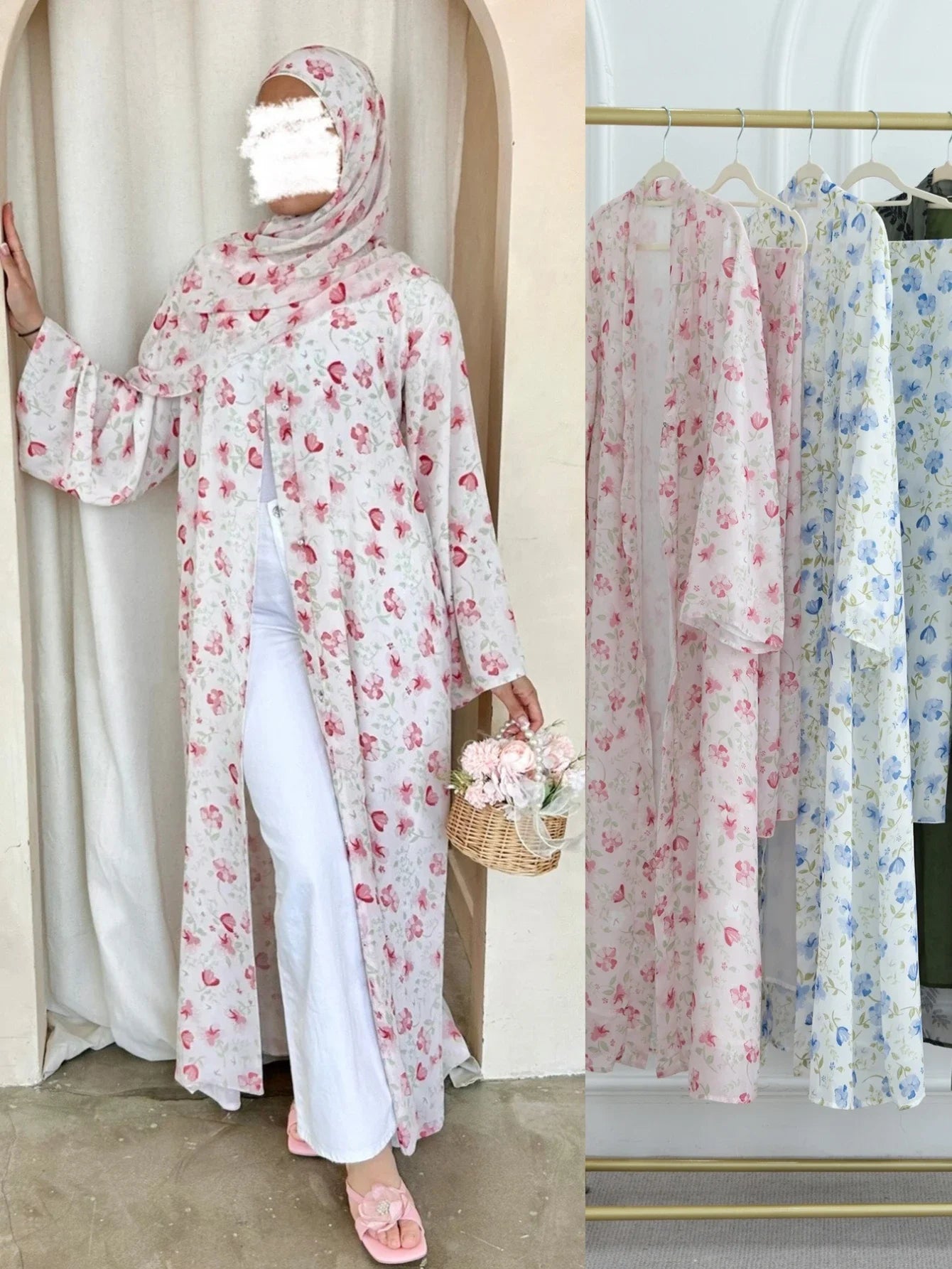 Eid Women Abaya Scarf 2 Piece Set Muslim Cardigan Ramadan Jalabiya Print Caftan Long Robe Morocco Kaftan Vestidos Largos 2026