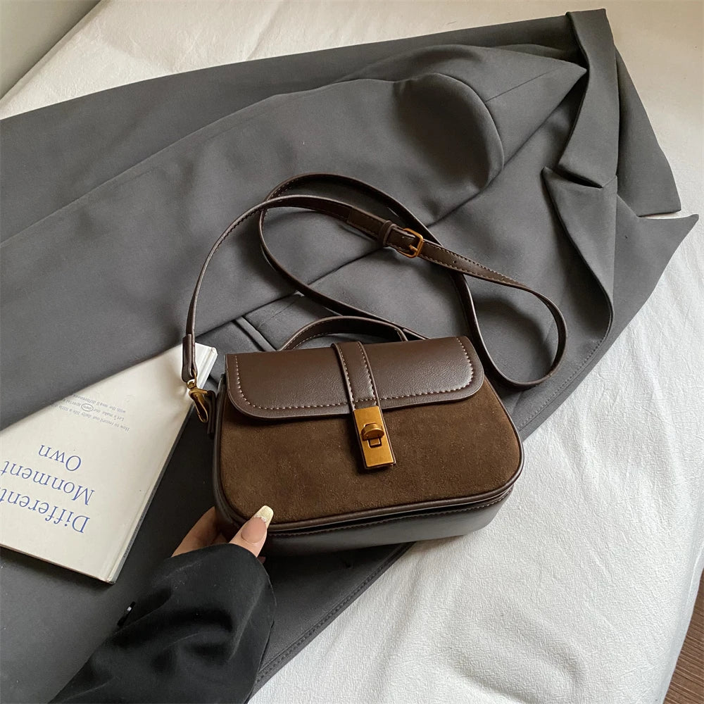 Branded Mini Square Flap Cross Body Bags For Women Luxury Designer Purses And Handbags PU Suede Shoulder Saddle Bag