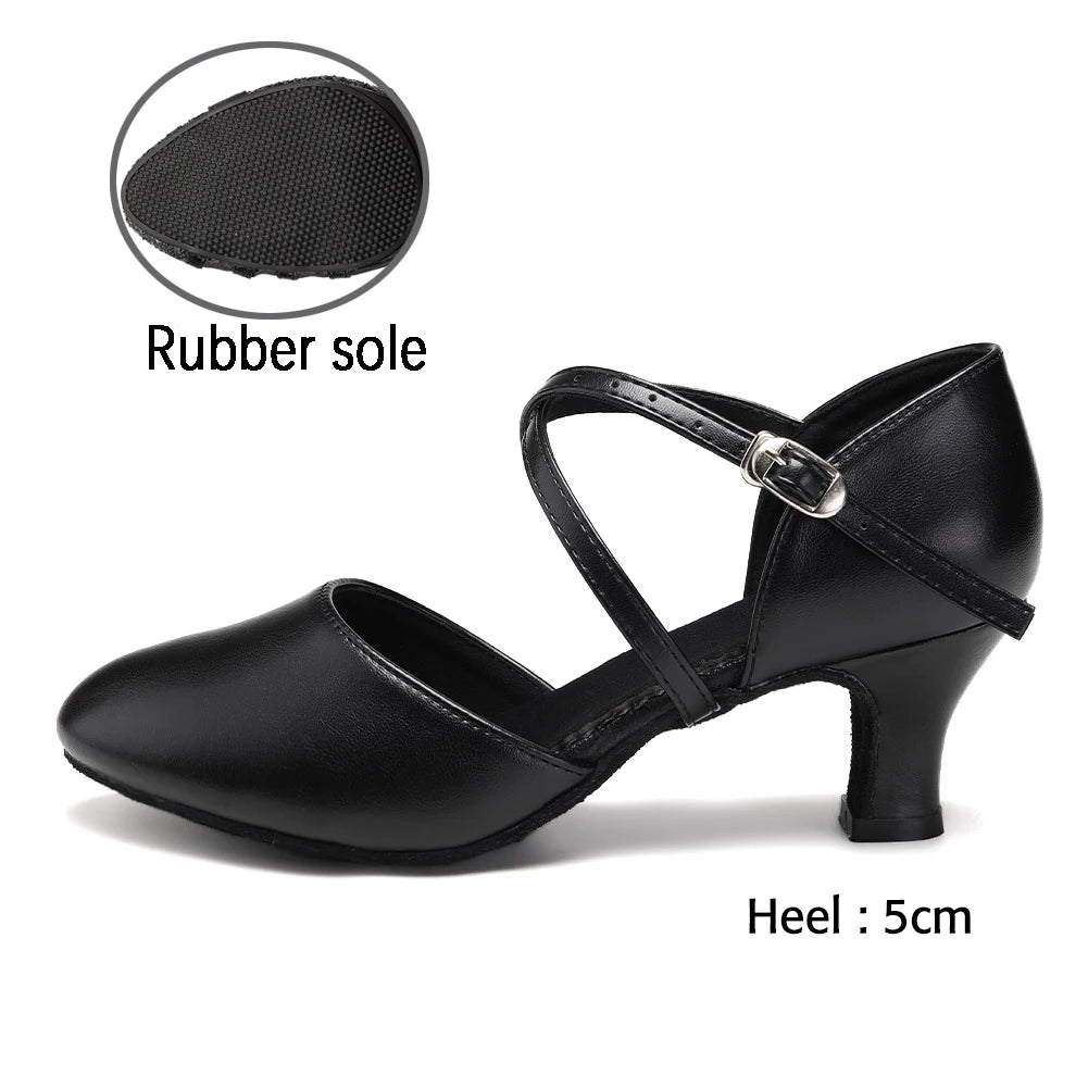 Women Dance Shoes Latin Party Tango Jazz Elegant Dancing Shoes Lace-up Suede Sole Closed Toe Microfiber Leather 7 Colors