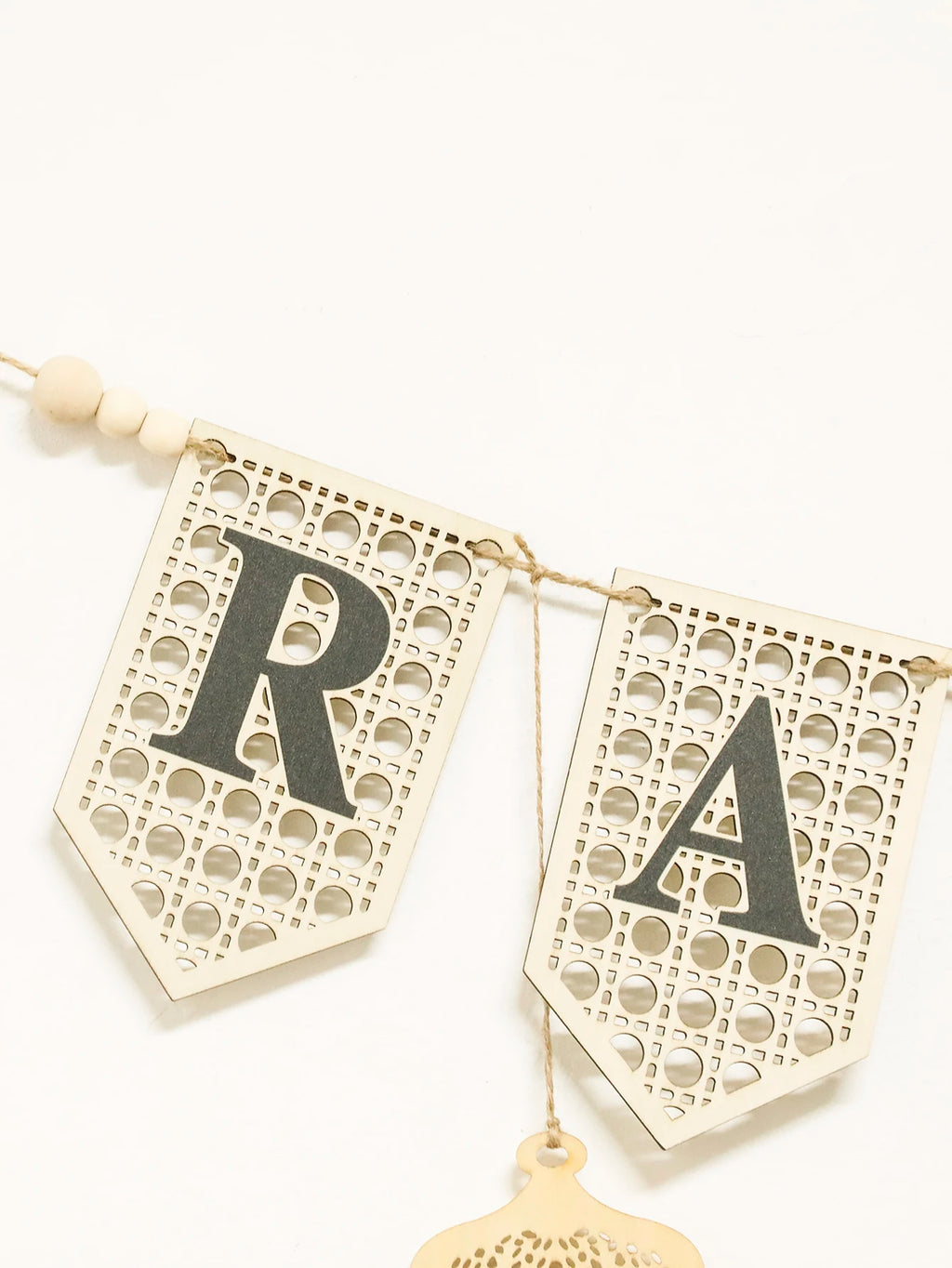 Ramadan Kareem Wooden Banner Garland - Islamic Moon Star Lantern Hanging Decor for Muslim Festival Home Party Wall Ornament Gift