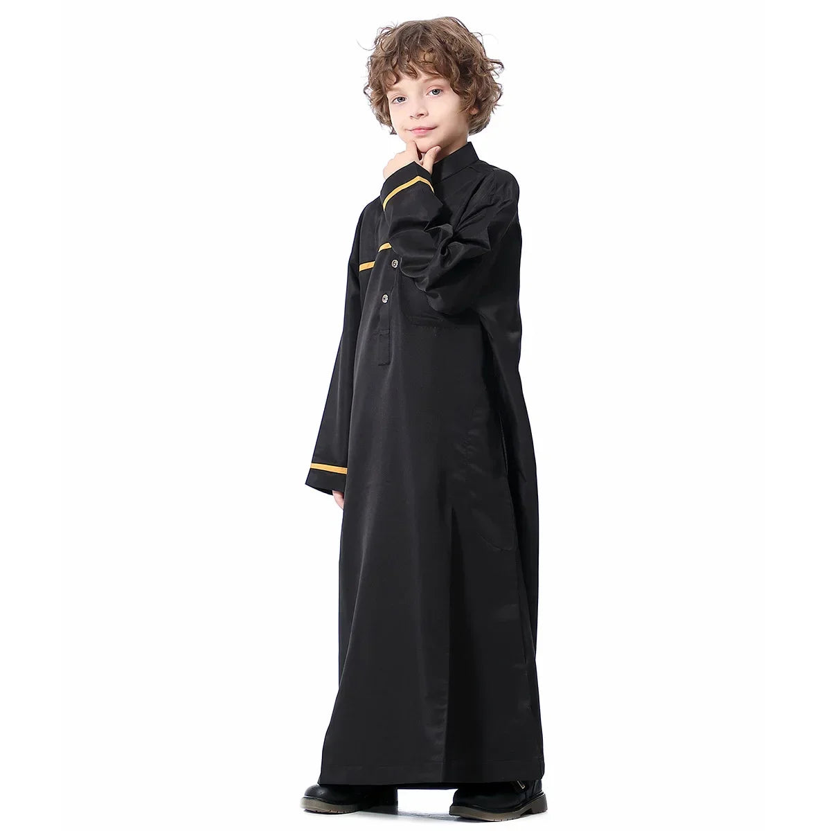 Muslim Saudi Arab Boys Robe Kids Abaya Kaftan Prayer Islam Ramadan Clothing Long Sleeve Thobe Middle East Teenage Dress Dubai
