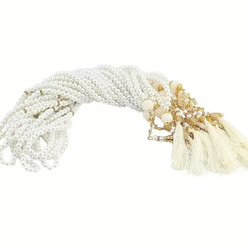 5-20Pcs Muslim Prayer Beads Islamic 99 Pearls Charm Bracelets with Tassel 2026 Eid Mubarak Ramadan Festival Gift Home Decoration