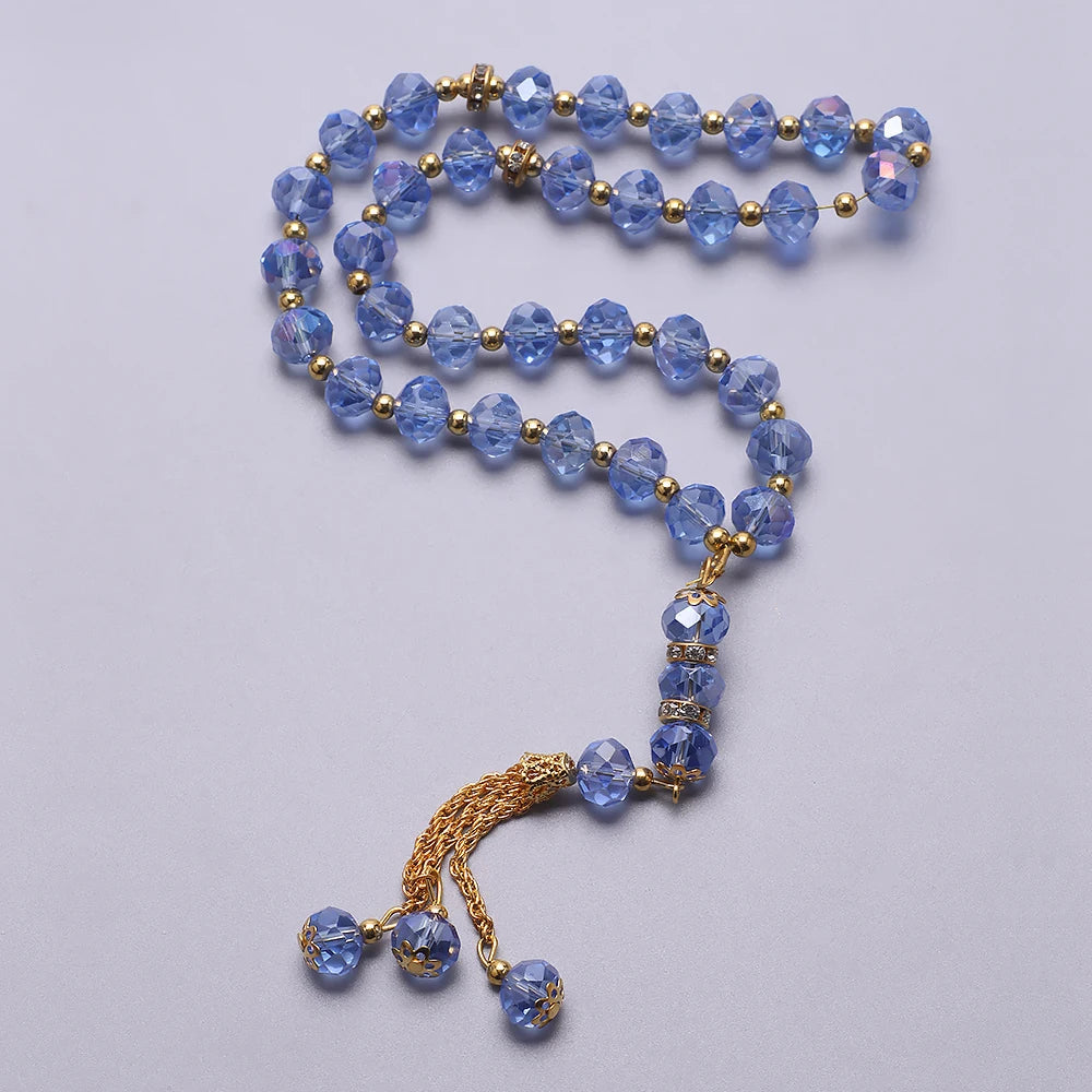 10mm 33pcs Crystal Glass Round Beads Turkish Style Muslim Rosary Islamic Prayer Bead Bracelet For Women Jewelry Accessories Gift